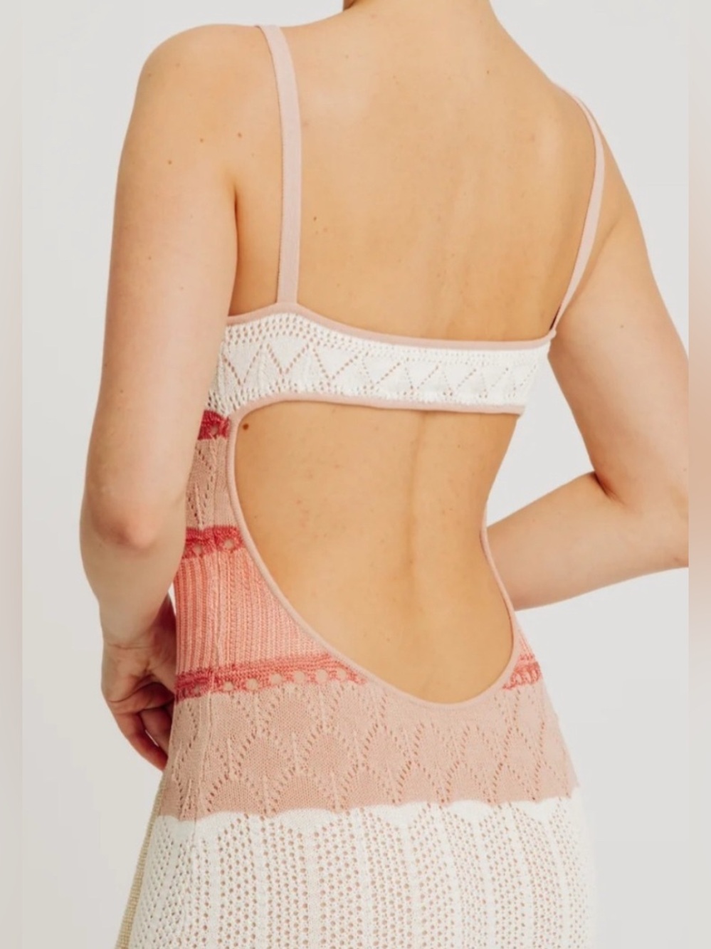 Torn by Ronny Kobo Striped Knit Halter Maxi Dress in Pink & White - Picture 4 of 10